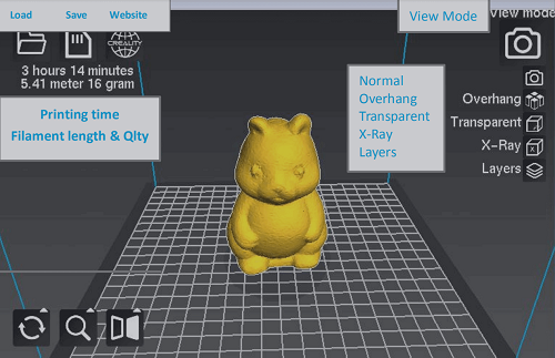 Creality Print view mode controls including X-Ray and Layers